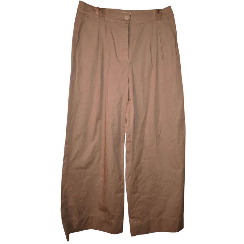 Loft Poplin Wide Leg Pants (760629) Khaki high-rise waist relaxed, flowy silhoue